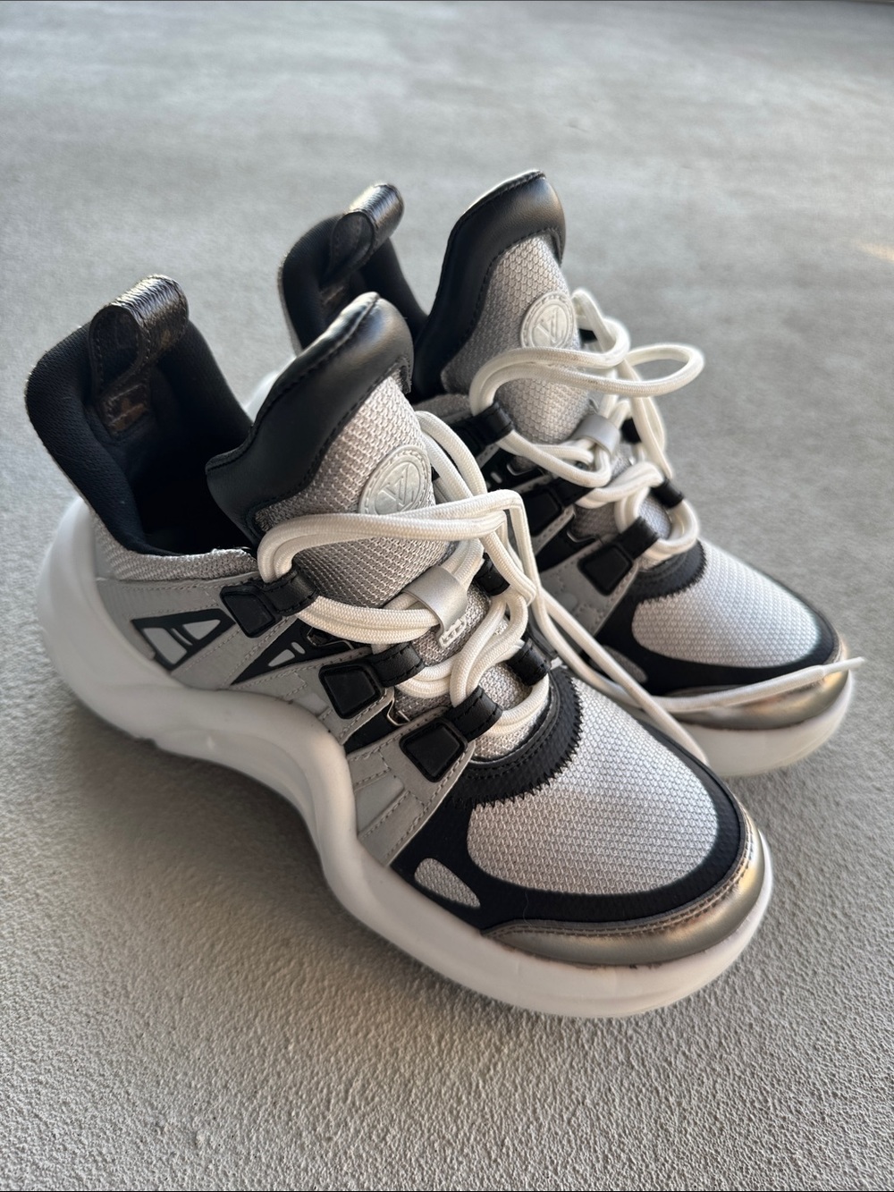 Louis Vuitton White, Black & Silver Archlight Sneakers Women